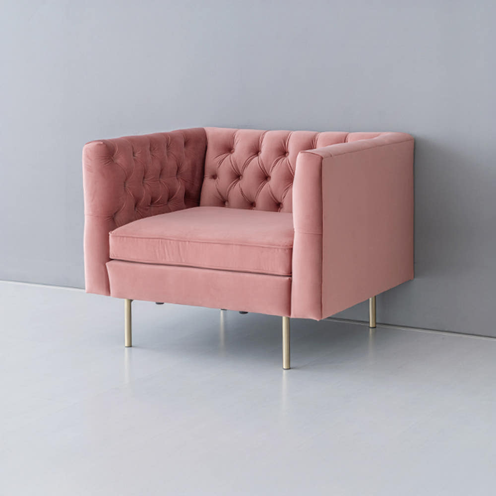 네르센 벨벳소파 1인 HN022B 핑크 6513.6896, 1인용