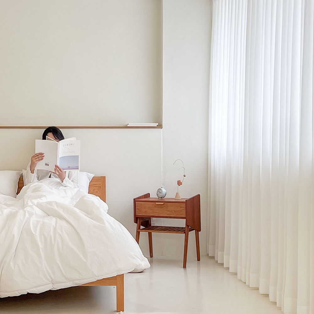 밀스 하늘하늘 감성 플리츠 차르르 화이트 쉬폰커튼 평주름140X170