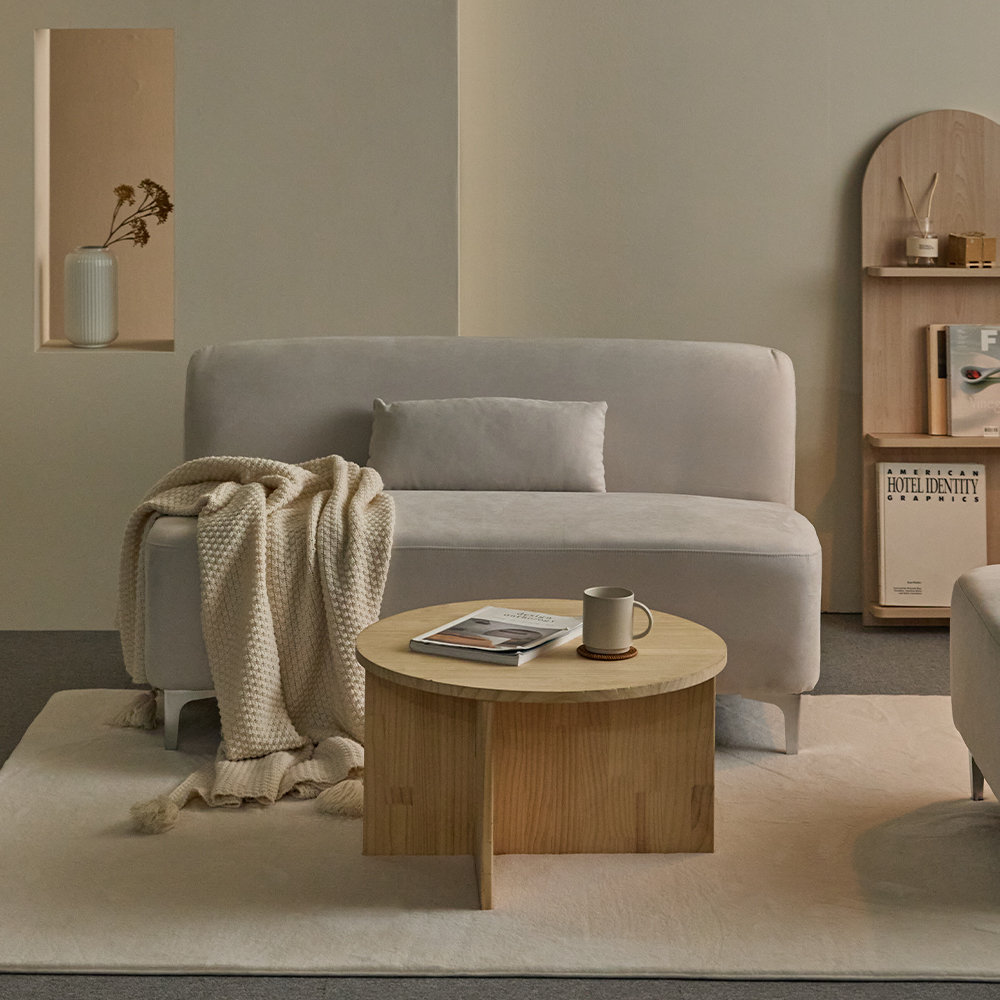 리노아 아쿠아텍스 패브릭 2인 1인 소파 스툴미포함, 아이보리, 2인용