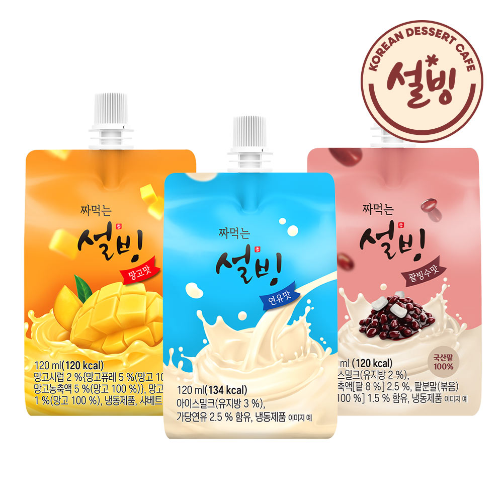 설빙 짜먹는 아이스크림 12개입 팥빙수/망고/연유 (혼합)