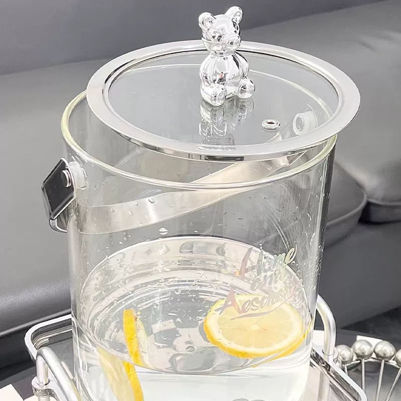 주전자 냉수 디스펜서 대용량 과일 차 술 음료 따라먹는 물 꼭지 유리통  1. 3.6L 대용량 연기색 단잔받침대 - 상세 이미지 5