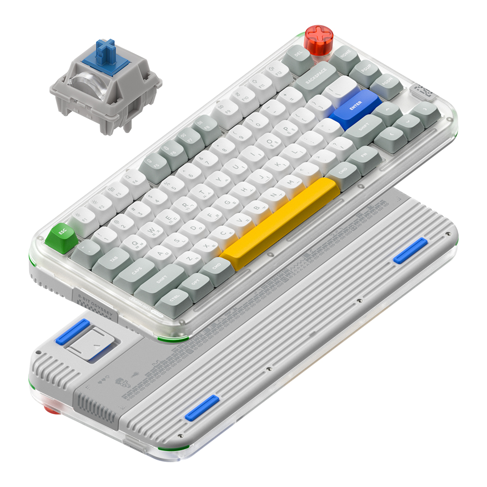 NUPHY KICK75 기계식키보드 로우 하이 듀얼 프로파일 커스텀키보드 레트로 그레이, 맥스 실버축