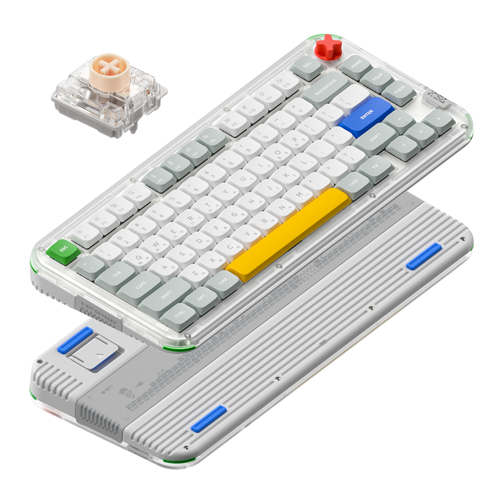 NUPHY KICK75 기계식키보드 로우 하이 듀얼 프로파일 커스텀키보드 레트로 그레이, 나노 저소음 블러시축