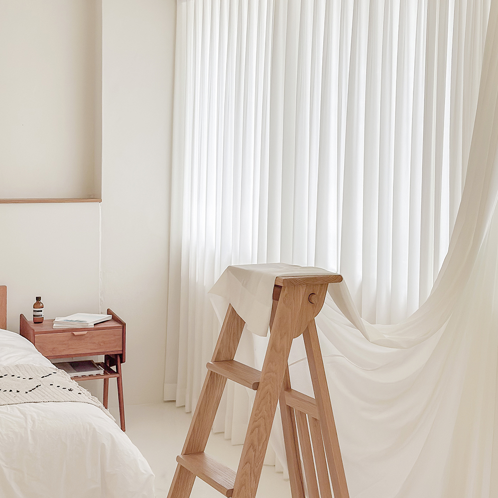 밀스 하늘하늘 감성 플리츠 차르르 화이트 쉬폰커튼 평주름140X170