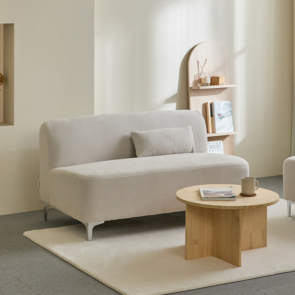 리노아 아쿠아텍스 패브릭 2인 1인 소파 스툴미포함, 아이보리, 2인용