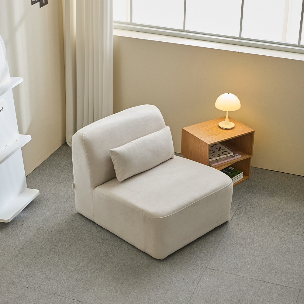 리노아 아쿠아텍스 패브릭 2인 1인 소파 스툴미포함, 아이보리, 1인용