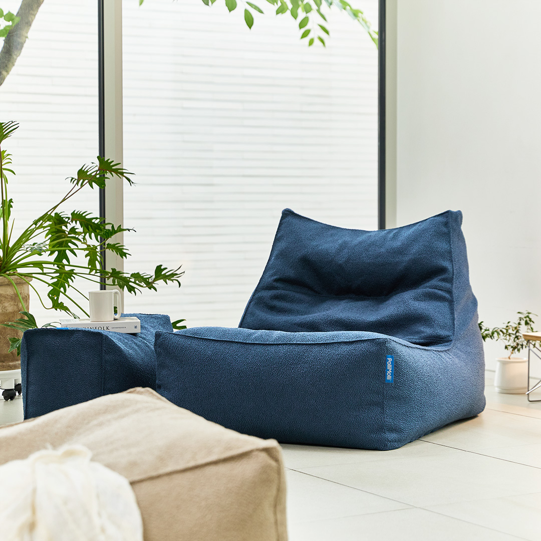 폴리몰리 607B 부클레 1인용 대형 빈백 소파 쿠션, 아이보리 (메시속커버,선택안함)