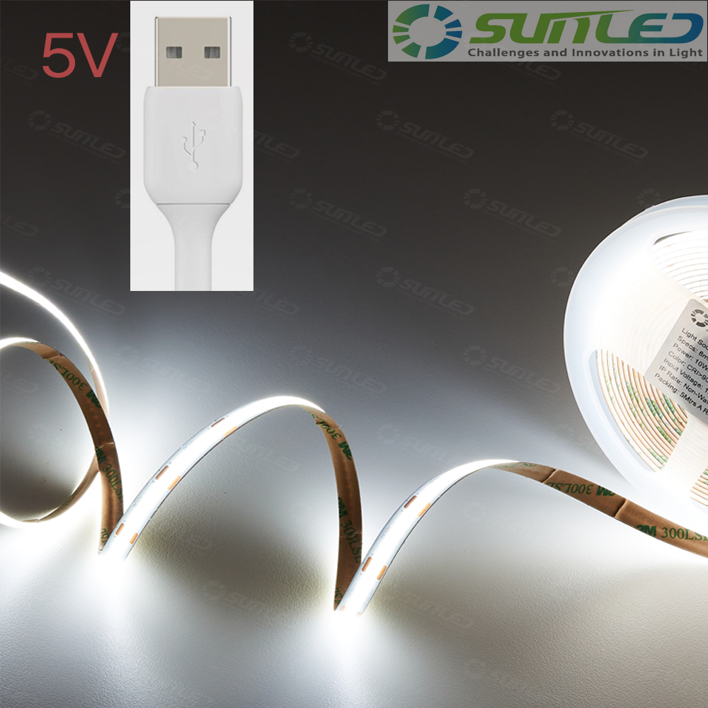 COB LED바 3m롤 5V USB 스트립 엘로우 면발광 줄조명 플렉시블 DIY 인테리어