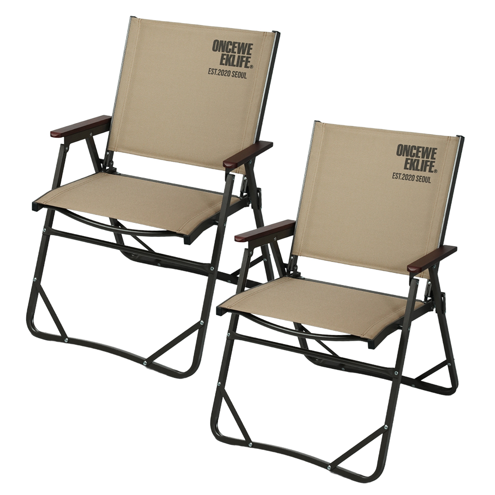 원스위크라이프 컴피 폴딩 체어 1+1 L, 베이지, 2개