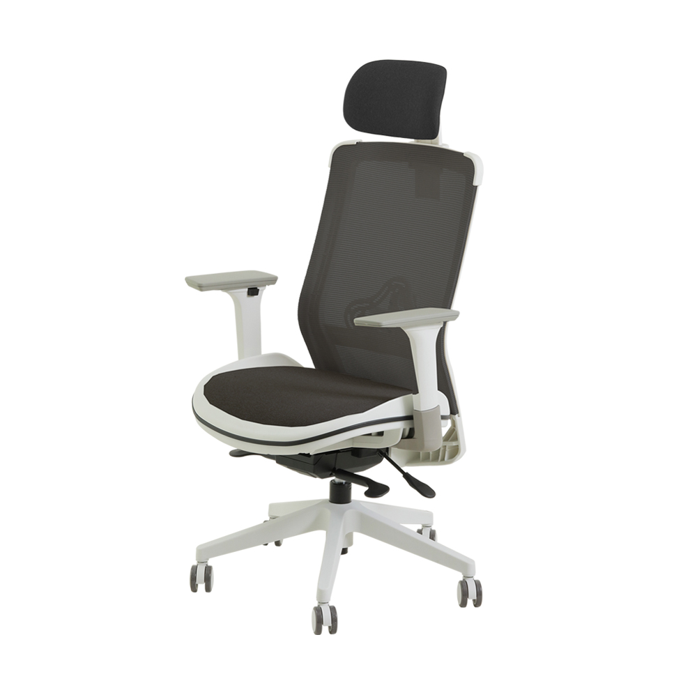 피치트렌디 S300 사무용 의자 사무실 편한 컴퓨터 학생 책상 의자 화이트-블랙