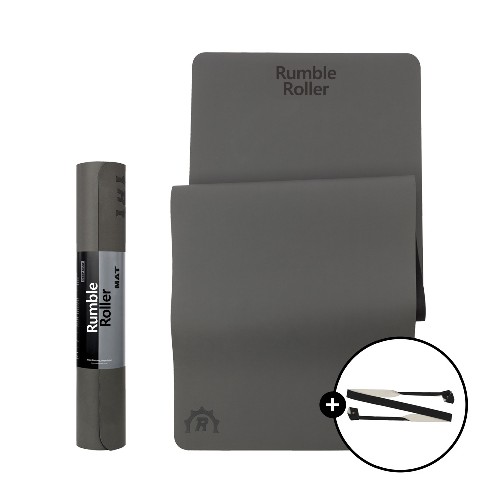 럼블롤러 논슬립 천연고무 홈트 필라테스 요가매트 딥그레이 5.5mm + 매트 스트랩 그레이