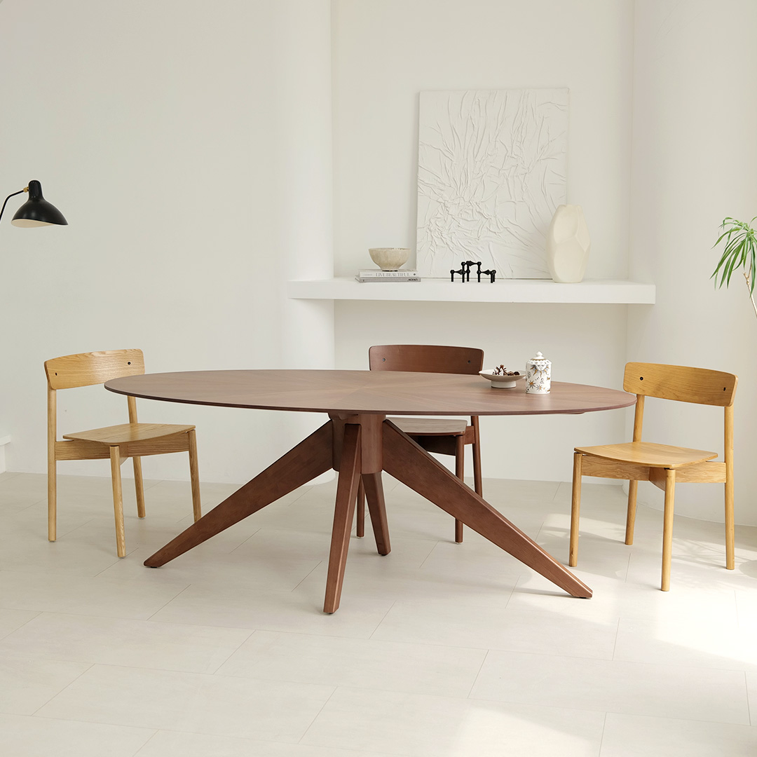 자야캠핑 반타 1724 월넛 원목 타원형 식탁 테이블