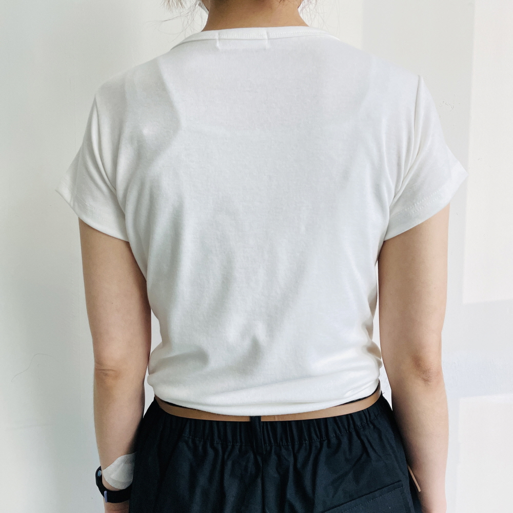 캡소매티셔츠 이너반팔티 레이어드 기본 티셔츠 - 상세 이미지 5