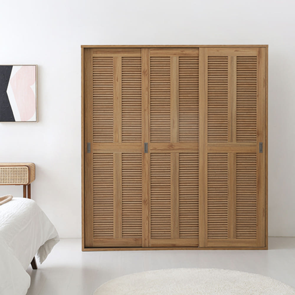 벨로인 슬라이딩 3문 옷장 WRM195179SD 1775x590x1950mm, 3단, 캄포어베니어 7780.4285 - 상세 이미지 4