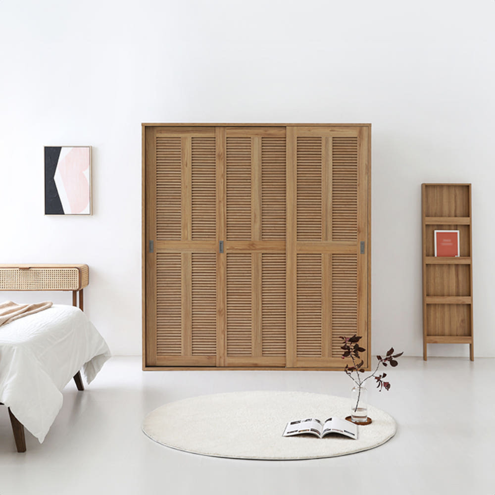 벨로인 슬라이딩 3문 옷장 WRM195179SD 1775x590x1950mm, 3단, 캄포어베니어 7780.4285 - 상세 이미지 2