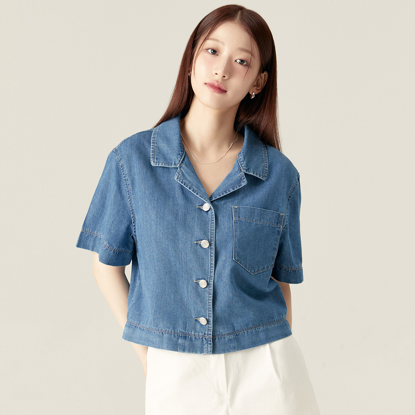 로엠 데님 반팔 셔켓 RMYWF25G16 - 상세 이미지 2
