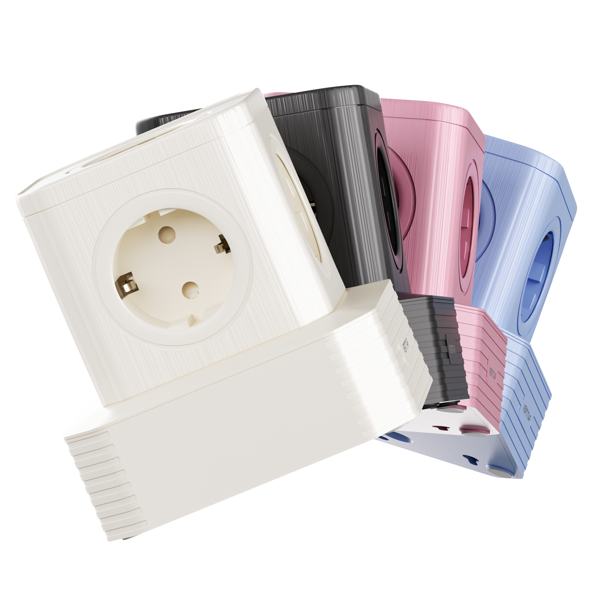 버티탭 고용량 4000W 타워 멀티탭 큐브 5구 어댑터 멀티 콘센트 캠핑 여행 디자인 2m