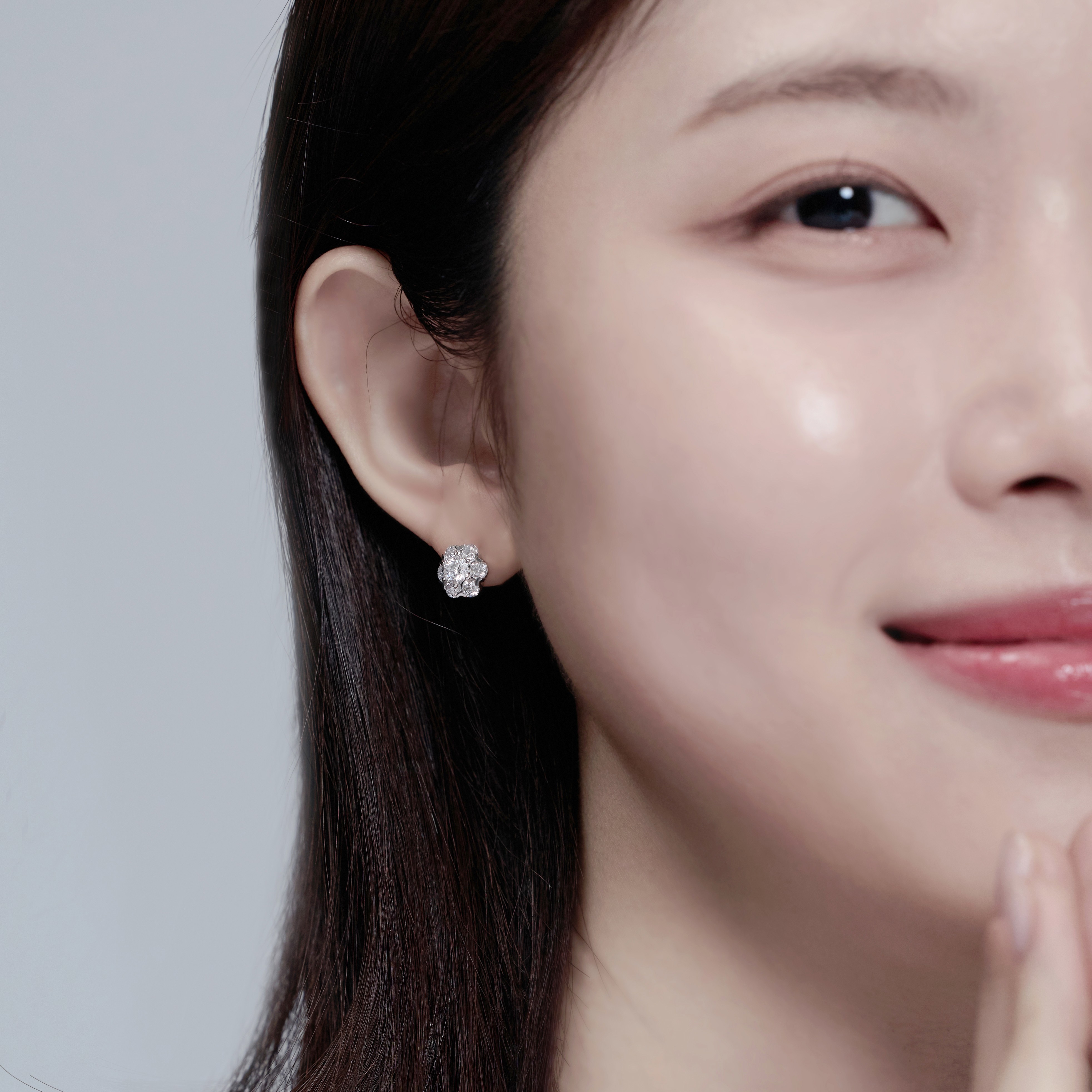 랩다이아몬드 꽃 침 귀걸이 랩다이아 모이사나이트 14k 18k - 상세 이미지 3