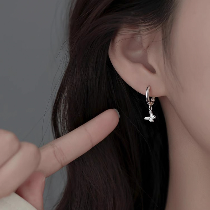 심플 버터플라이 드롭 이어링 N291 - 상세 이미지 3