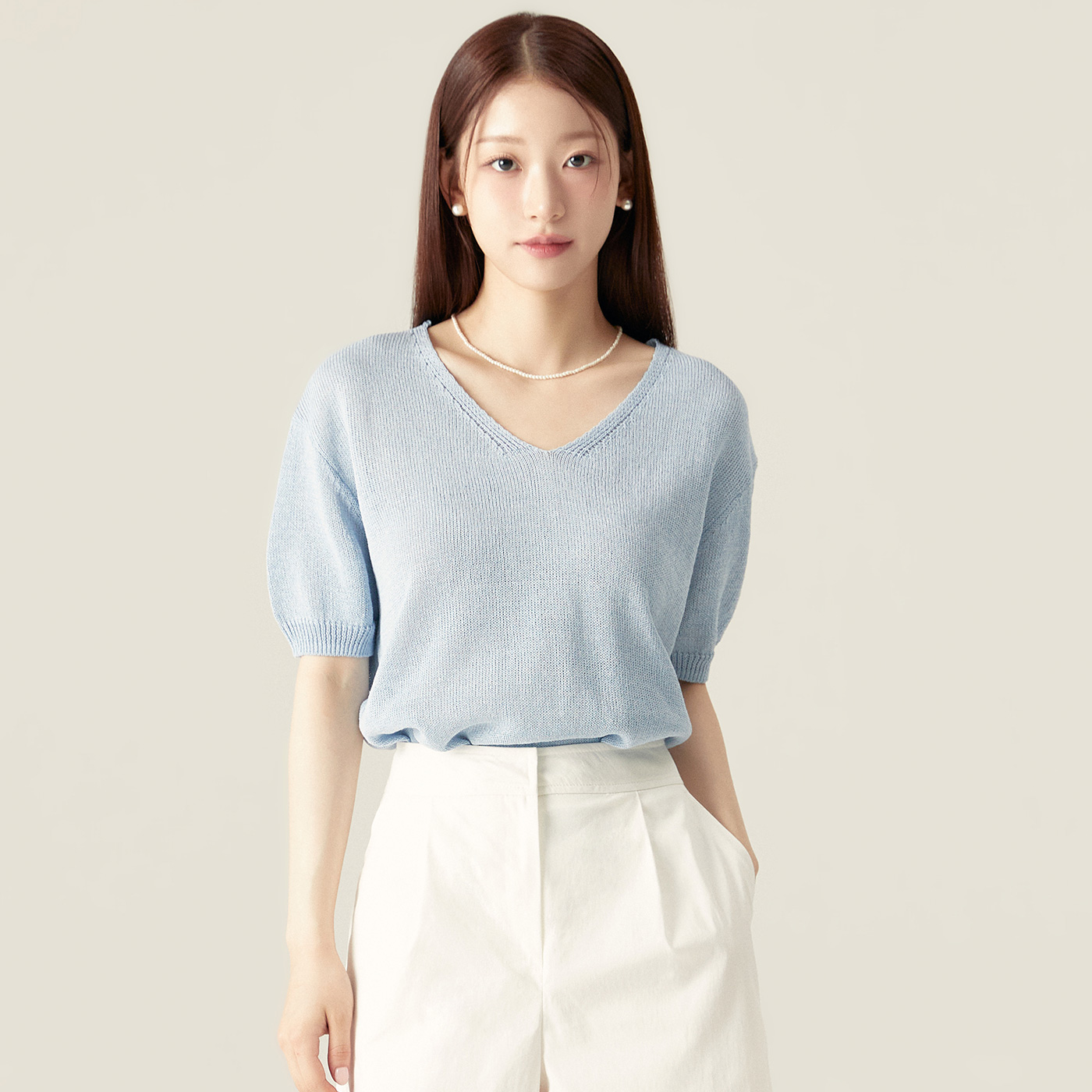 로엠 린넨 브이넥 반팔 풀오버 RMKAF25RT2 - 상세 이미지 2