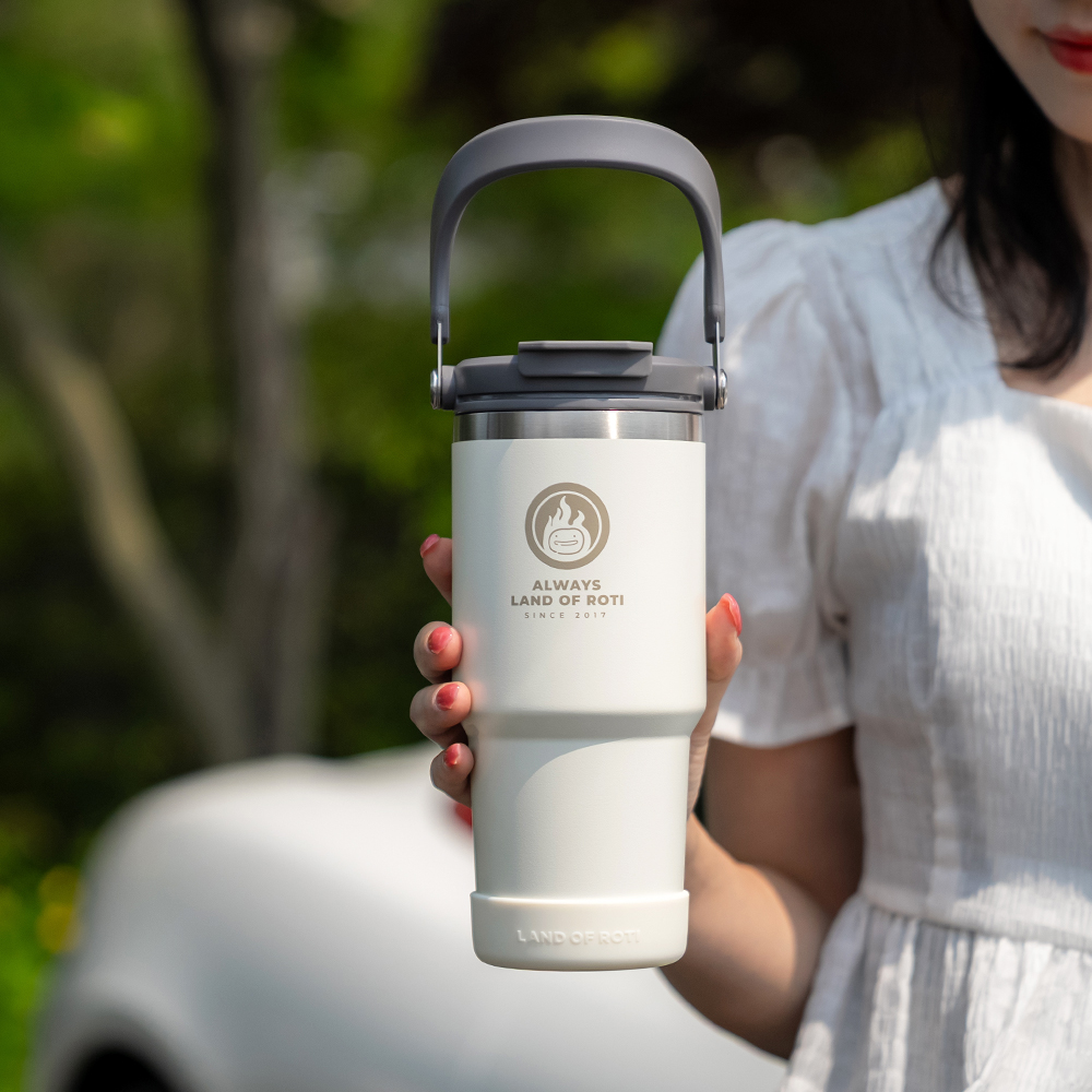 로티캠프 대용량 손잡이 빨대 스텐 텀블러 750ml, 아이보리 - 상세 이미지 2