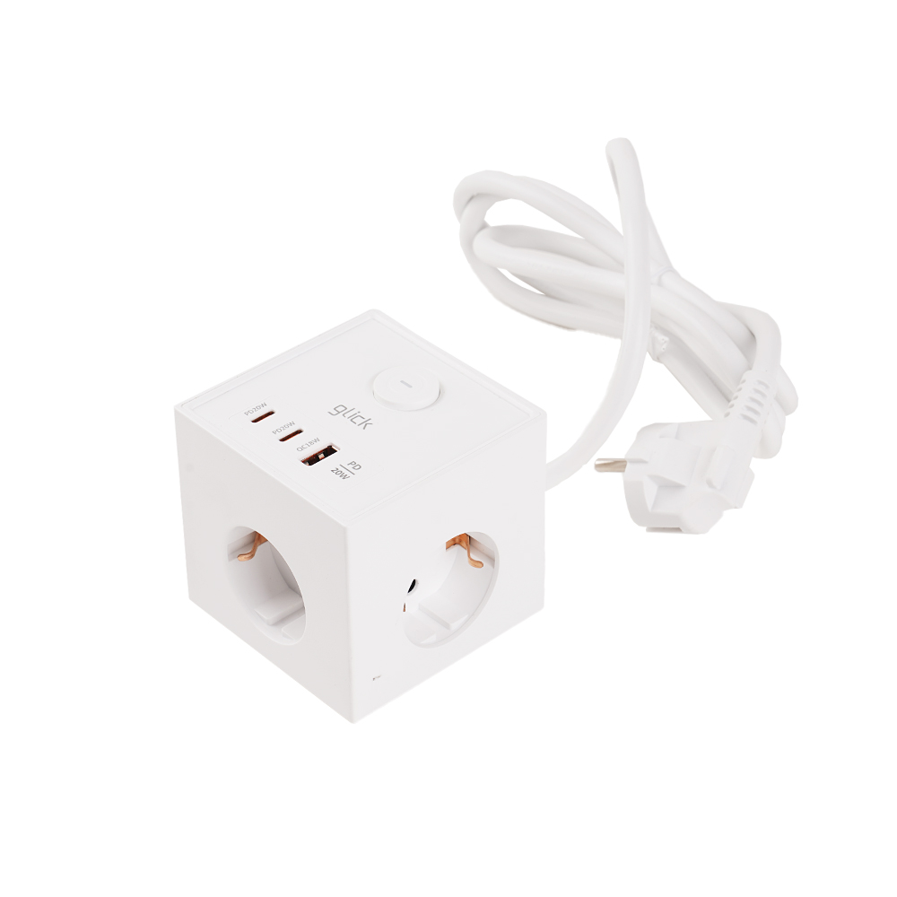 지클릭커 큐브 3구 고용량 4000W USB 출력 멀티탭 LP762CPD 화이트 이미지 1