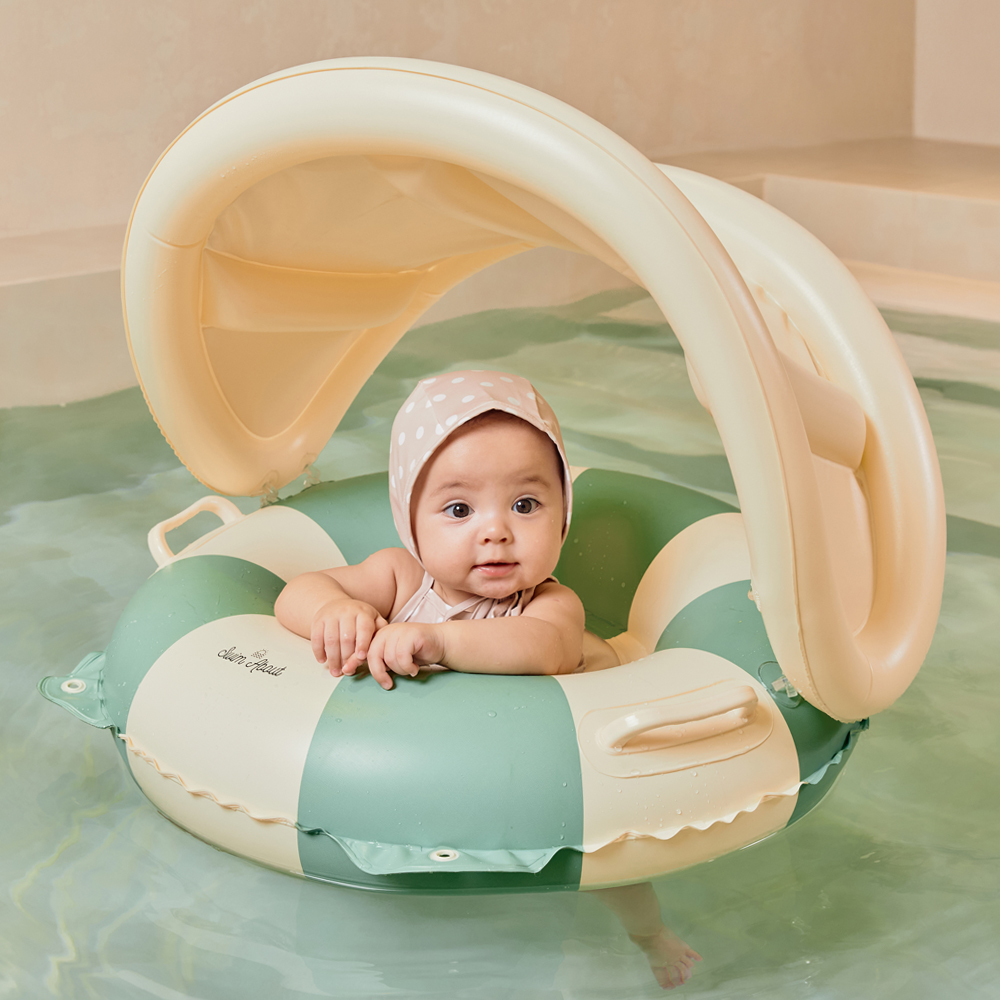 스윔어바웃 클래식 그늘막 보행기 튜브 세트 스트라이프 감성 유아 아기 손잡이 물놀이튜브