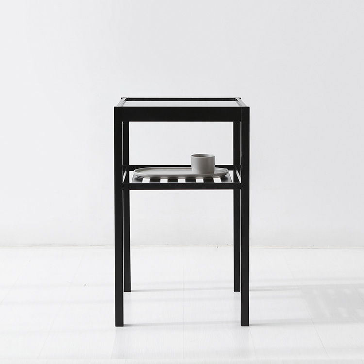 GLABO 높은 사이드테이블 4040 대나무 블랙 7132.0723