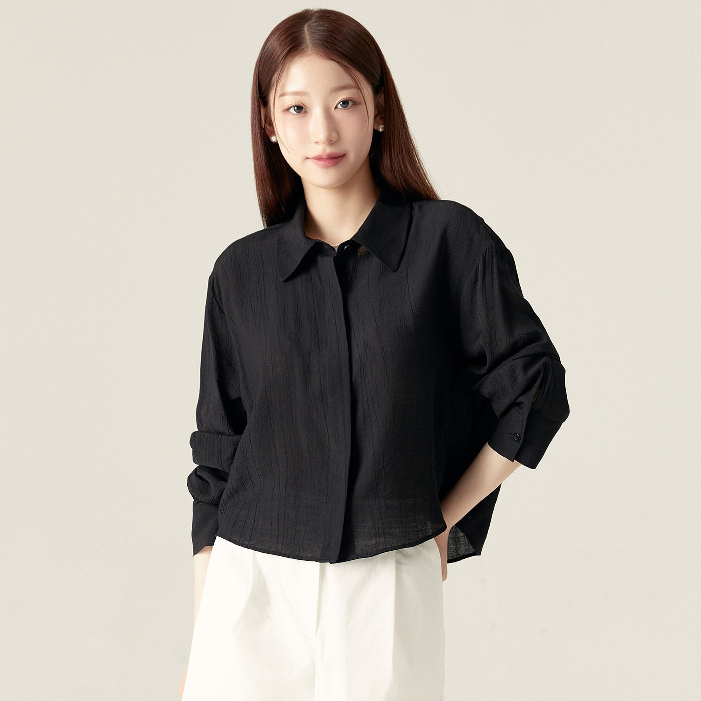 로엠 크롭 시스루 셔츠RMYWF25R13 - 상세 이미지 2