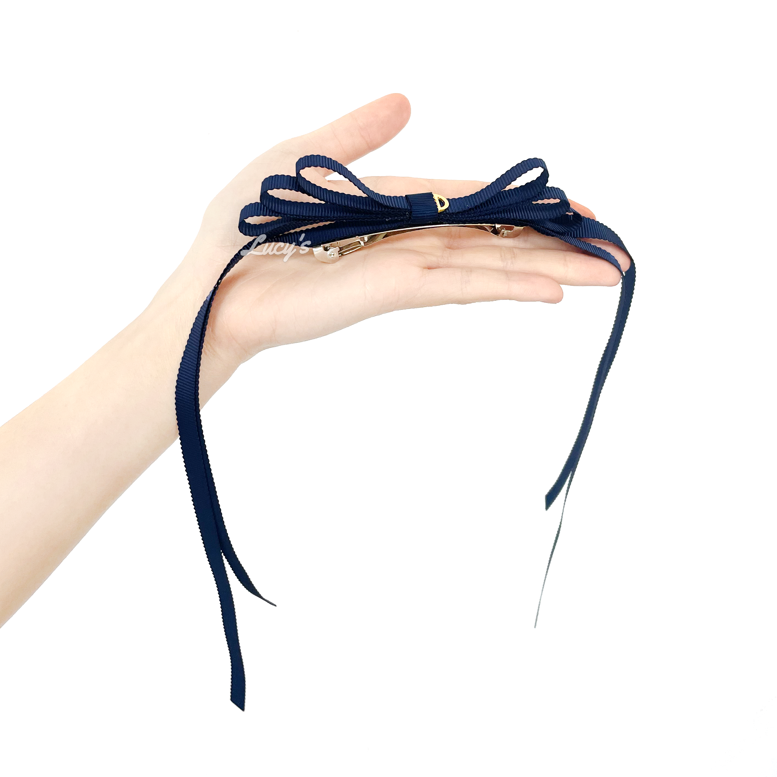 루시스 코발트 롱 3단 리본 헤어핀 - 상세 이미지 2