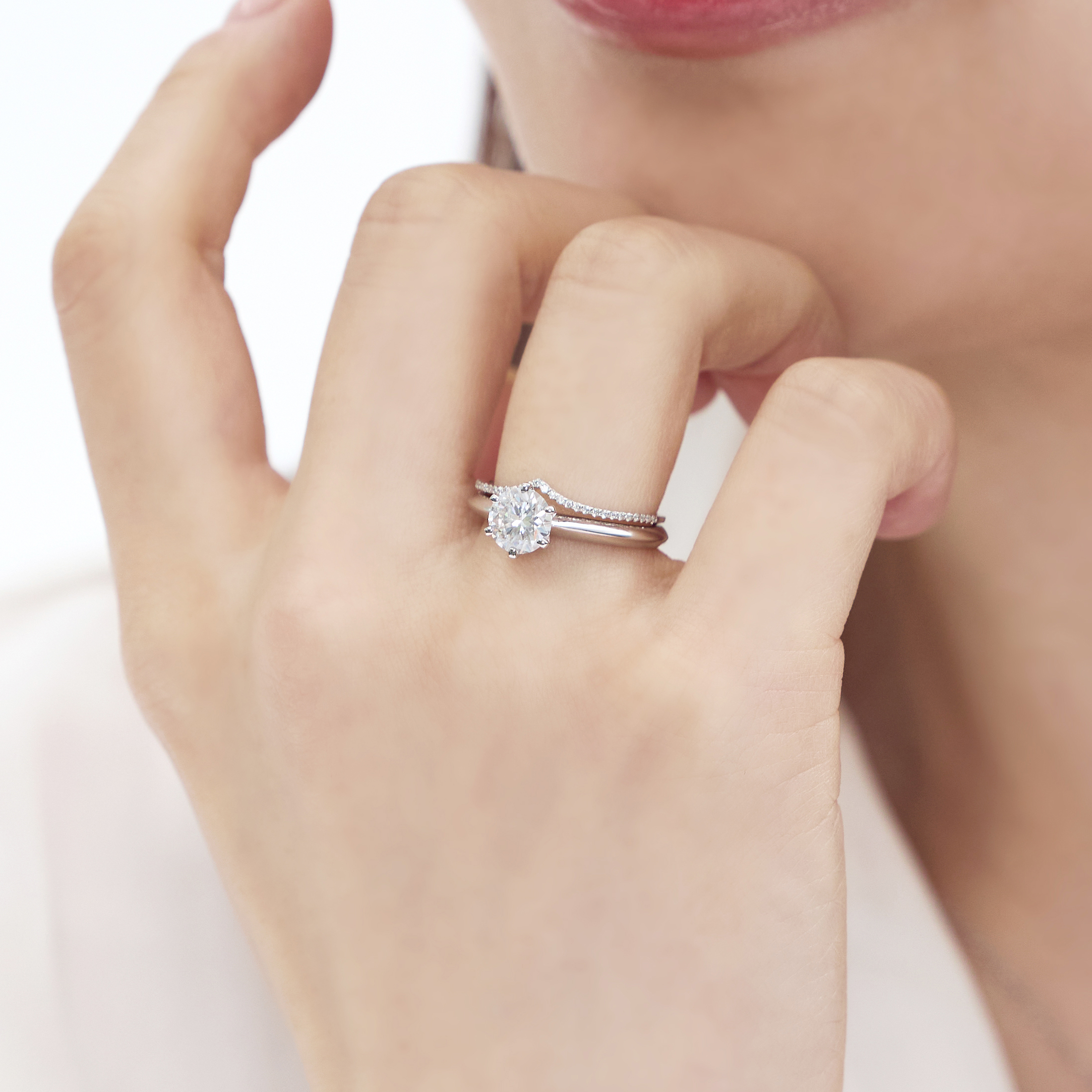 브이 가드링 V 반지 레이어드 랩다이아몬드 랩다이아 모이사나이트 웨딩밴드 14k 18k 이미지 6