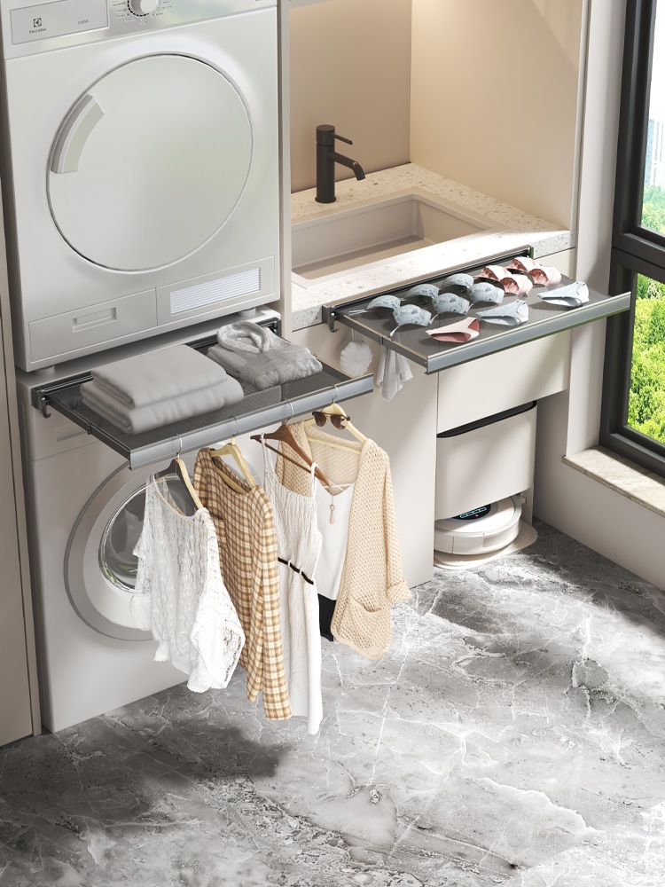 벽걸이 빨래건조대 접이식 옷걸이 행거 세트 실내 건조봉 다용도 수건선반 공간절약 건조랙 무타공설치 건그레이 44cm 2팩(후크6개) - 상세 이미지 4
