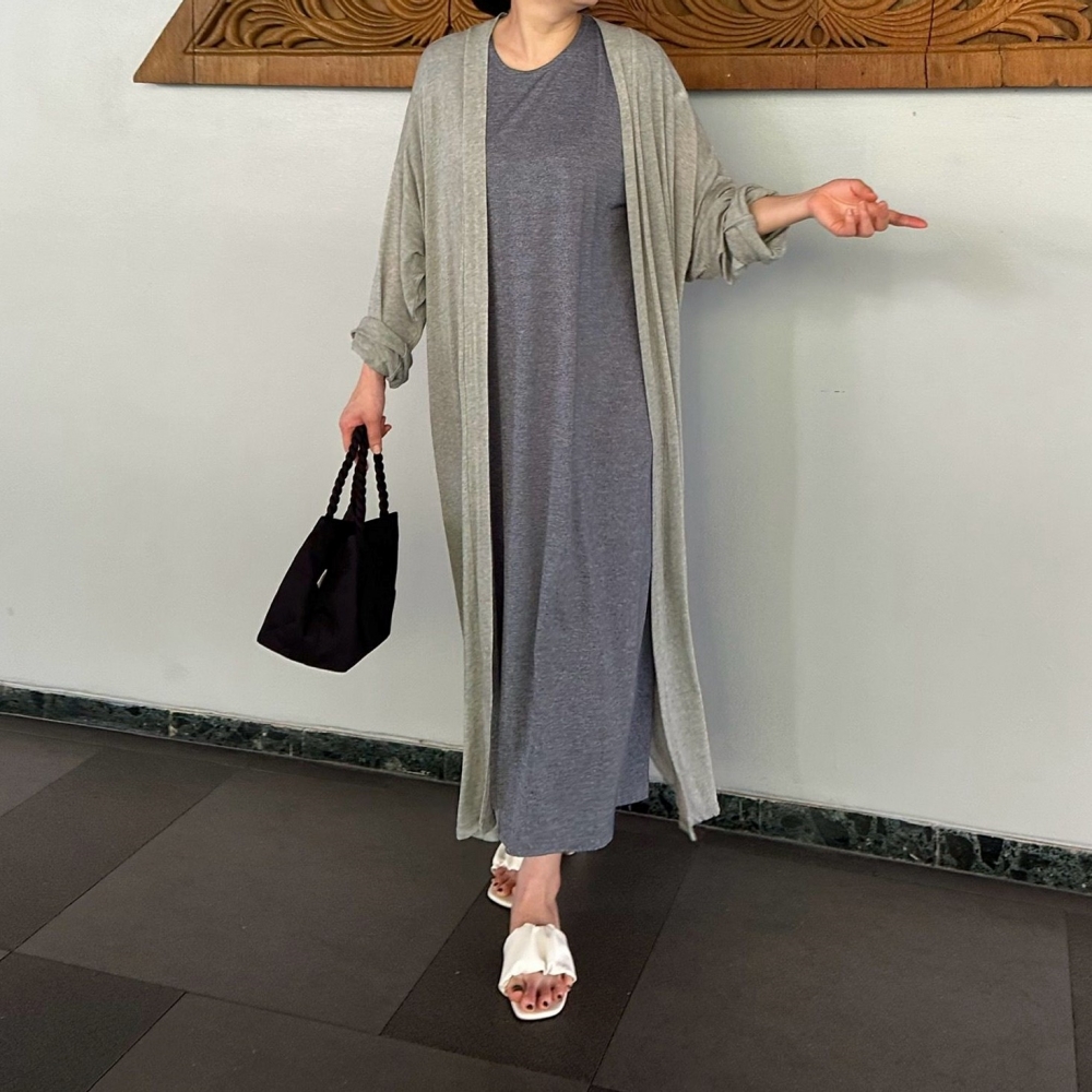 빅사이즈 여성 롱 로브 가디건 봄 가디건 가을 데일리룩 빅사이즈 가디건