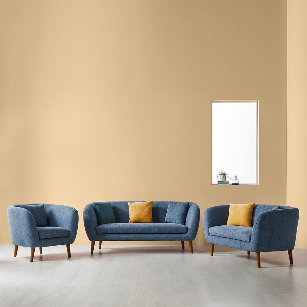 스코나 앨비언 패브릭 소파 카페 호텔 라운지 스툴미포함, 블루그레이, 1인용