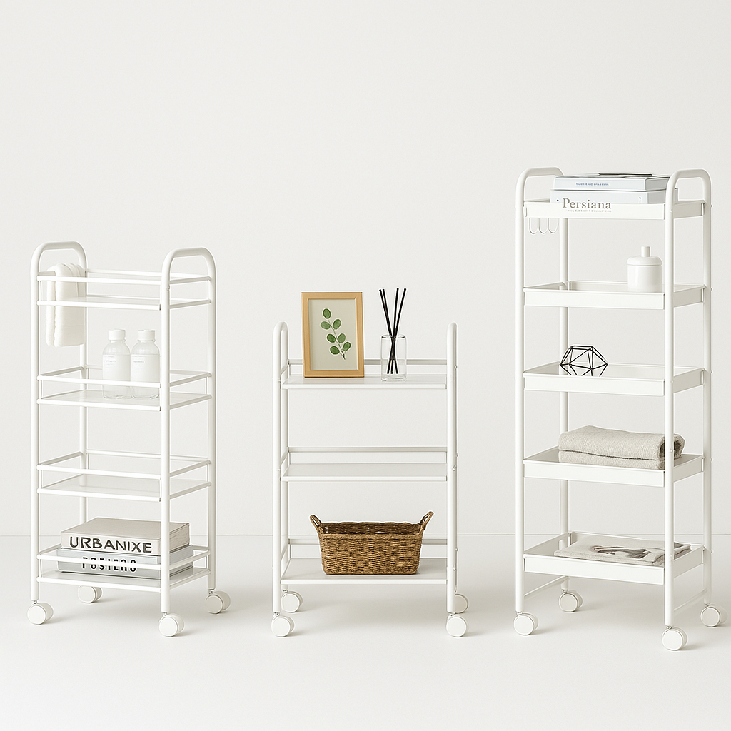 트롤리 3단 주방 철제 무빙 회전 카트 스텐 이동식 수납장 컬러