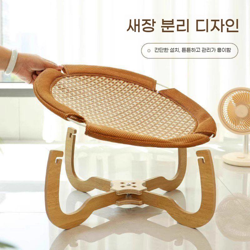 라탄 원목 고양이 둥지형 방수 침대 사계절용 bying24 둥근 둥지 대형(10kg 이하) 이미지 6