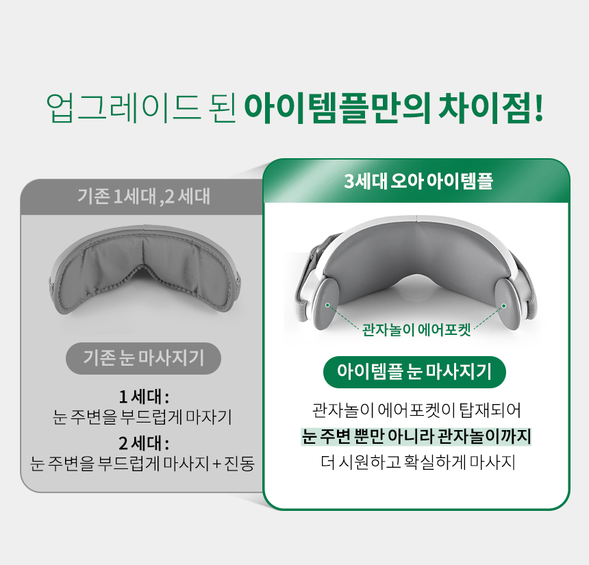 오아 아이템플 눈 안마기 관자놀이 마사지기 공기압 온열 눈찜질기 상세 이미지 3
