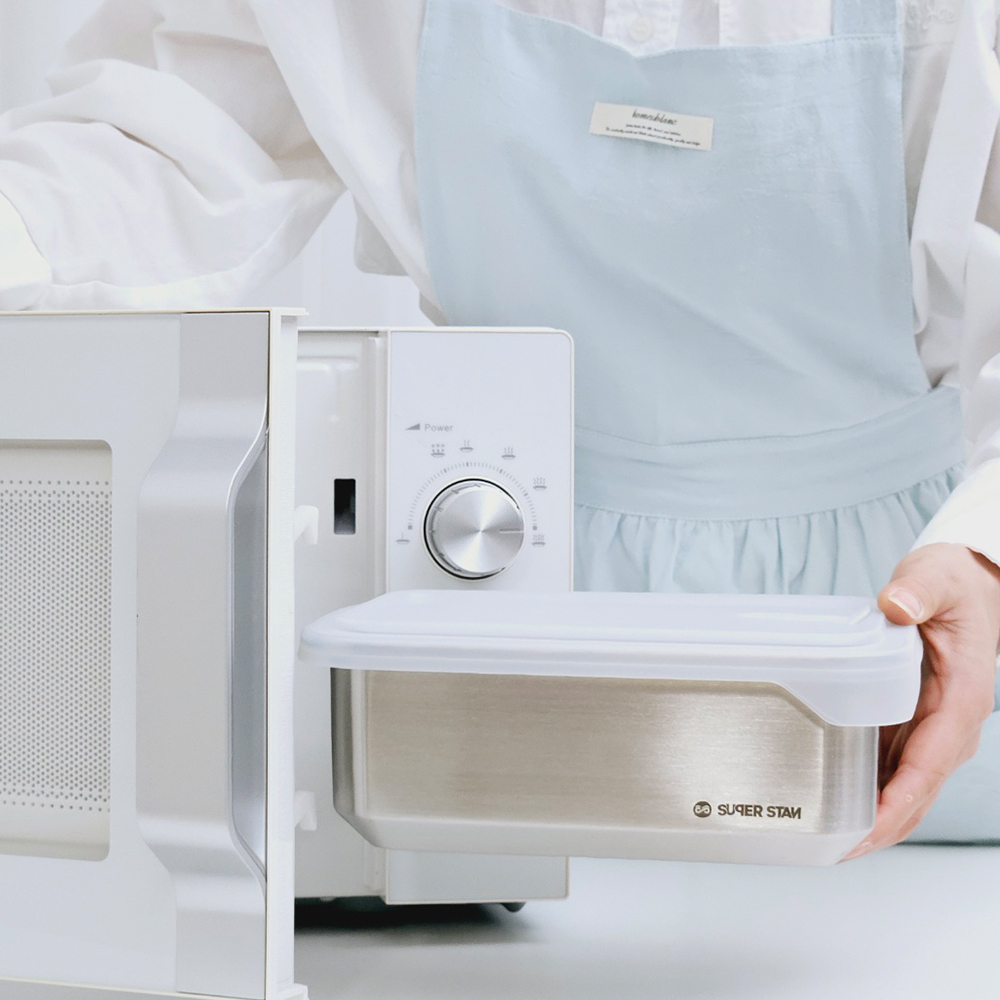 [2+1] 슈퍼스텐 스텐 반찬통 밀폐용기 전자레인지 오븐 용기 야채보관통 스텐김치통 2000ml