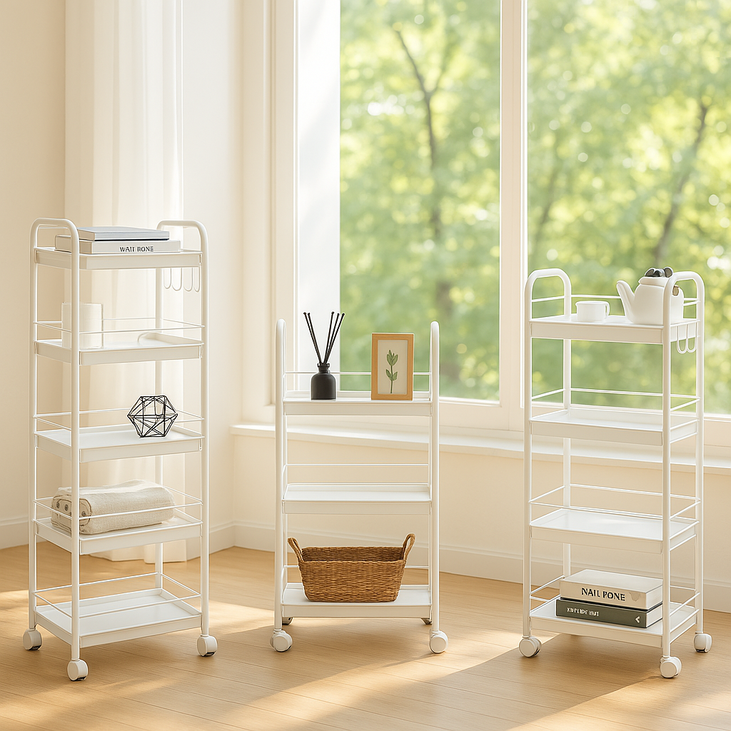 트롤리 3단 주방 철제 무빙 회전 카트 스텐 이동식 수납장 컬러