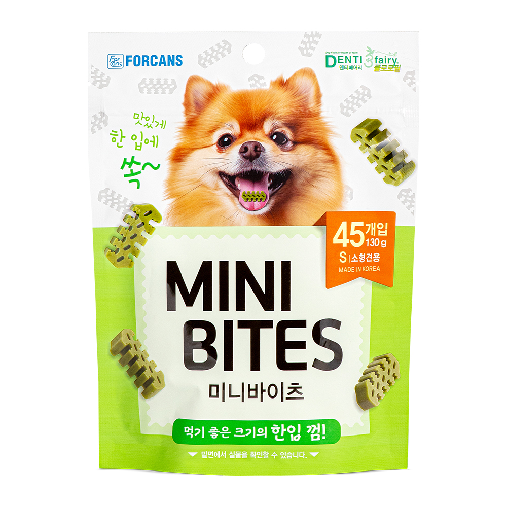 한입덴탈껌 미니바이츠 클로로필 130g 포켄스 덴티페어리 강아지 덴탈껌 개껌