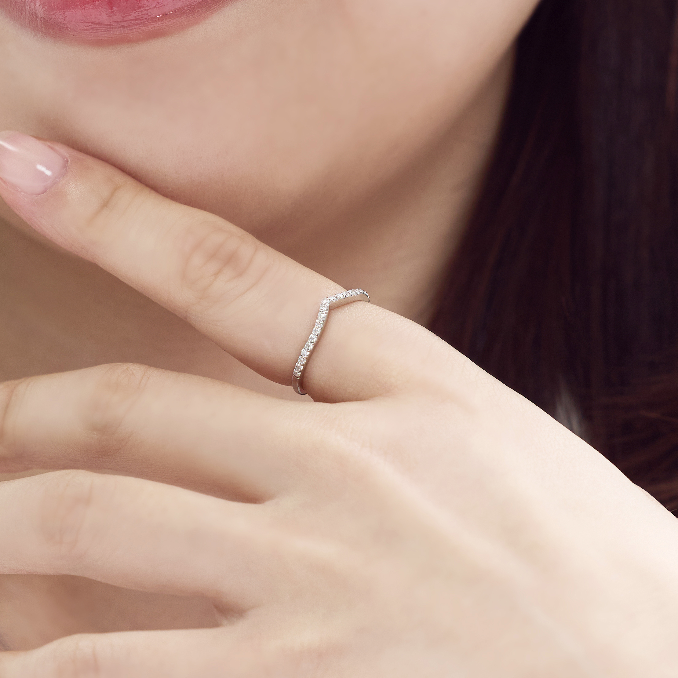 브이 가드링 V 반지 레이어드 랩다이아몬드 랩다이아 모이사나이트 웨딩밴드 14k 18k - 상세 이미지 2