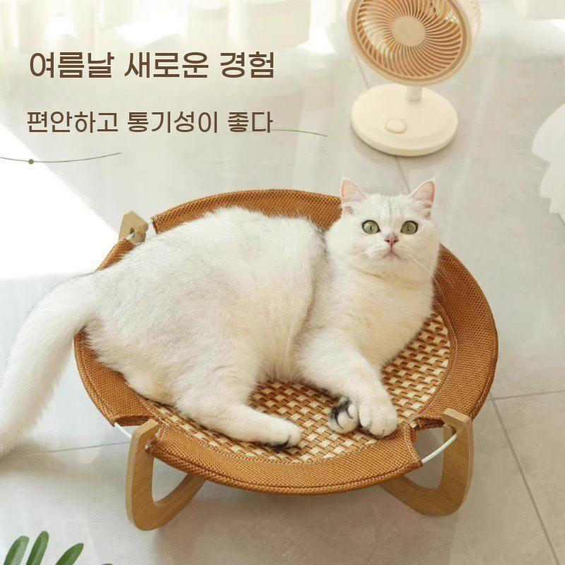 라탄 원목 고양이 둥지형 방수 침대 사계절용 bying24 둥근 둥지 대형(10kg 이하) - 상세 이미지 3