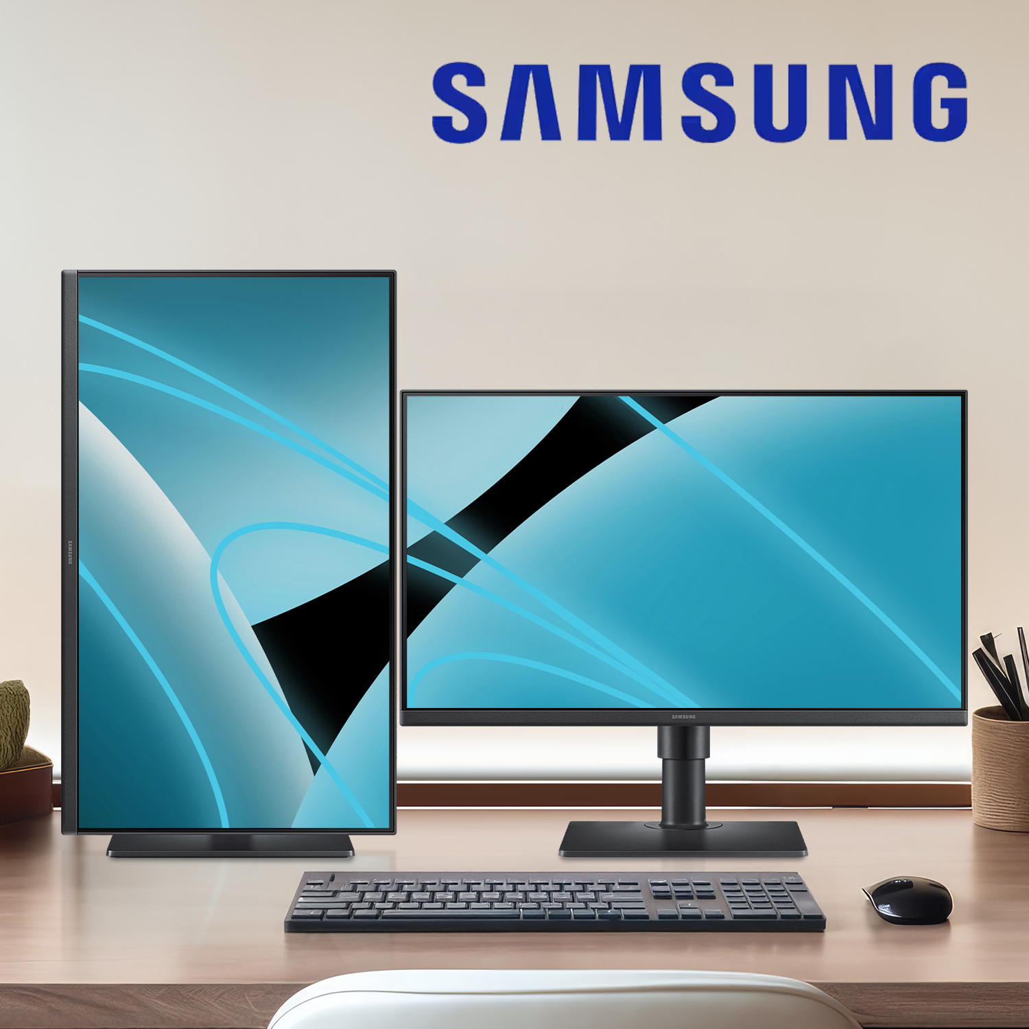 삼성 피벗 모니터 광시야각 사무용 컴퓨터 듀얼 PC 세로 회전 높낮이조절 60.4cm(24인치 피봇모니터), 블랙