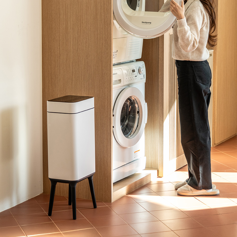 단독컬러/자동센서 오존살균 슬릿형 쓰레기통26L 종량제호환 저소음 화이트