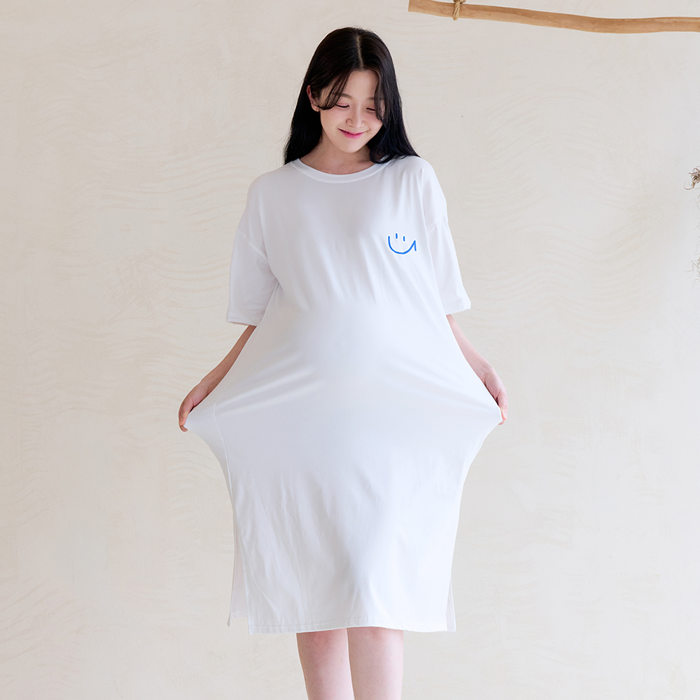 임산부 원피스 여름 반팔 롱 홈웨어 잠옷 임부복 - 상세 이미지 2