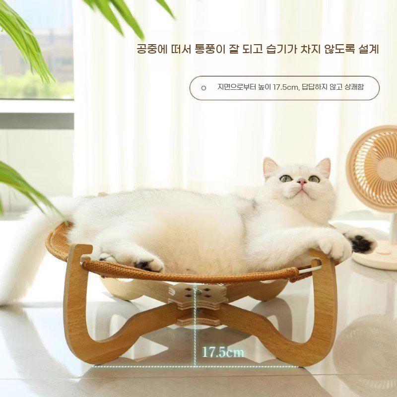 라탄 원목 고양이 둥지형 방수 침대 사계절용 bying24 둥근 둥지 대형(10kg 이하) - 상세 이미지 4