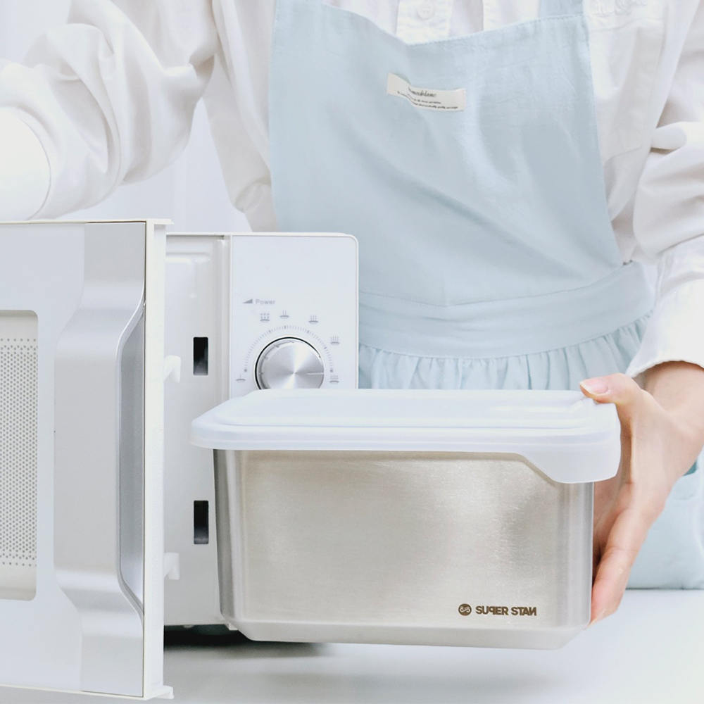 [2+1] 슈퍼스텐 스텐 반찬통 밀폐용기 전자레인지 오븐 용기 야채보관통 스텐김치통 2700ml