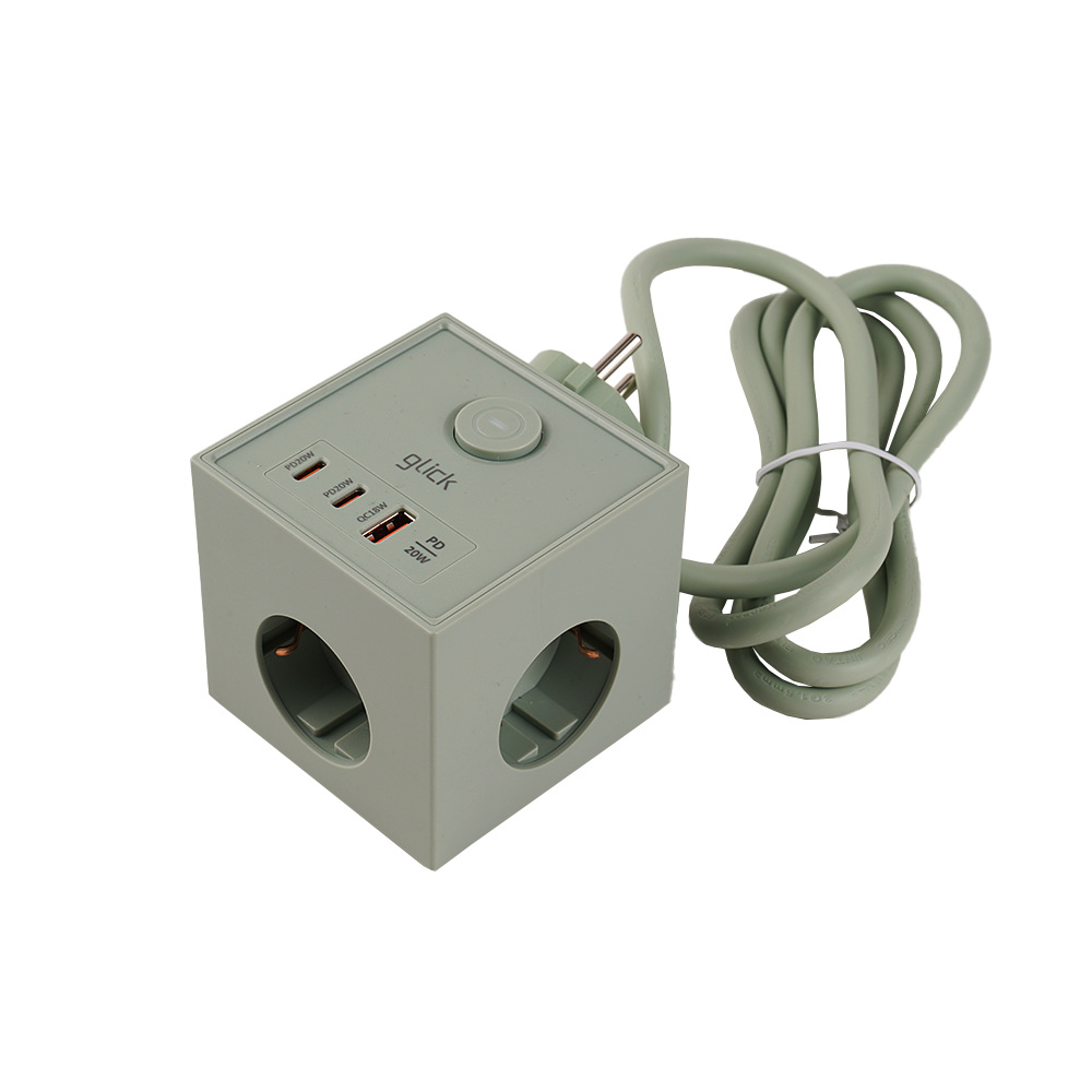 지클릭커 큐브 3구 고용량 4000W USB 출력 멀티탭 LP762CPD 화이트 이미지 3