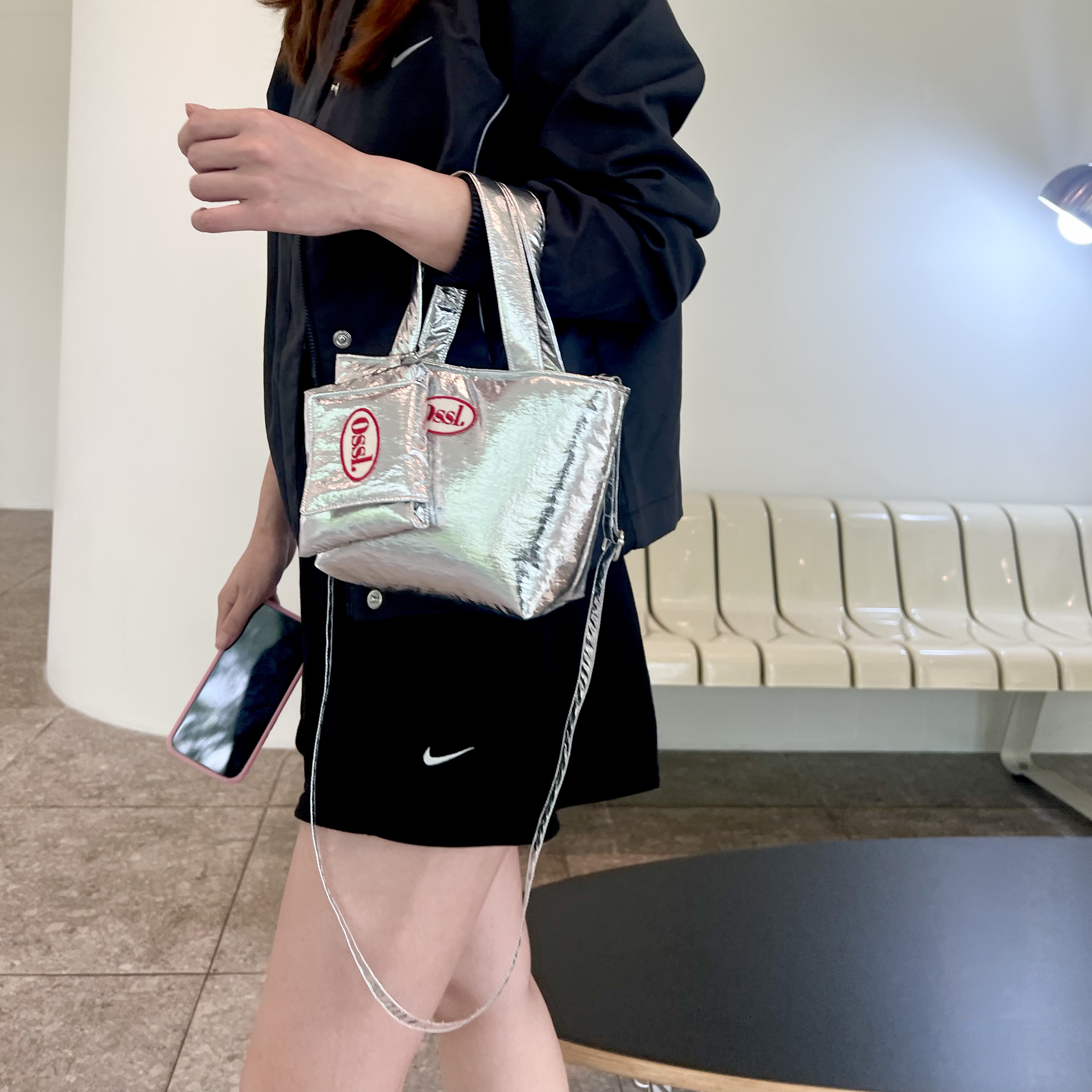 [Ossl] 오슬 Carino 미니토트백 + 카드지갑 크로스백 실버