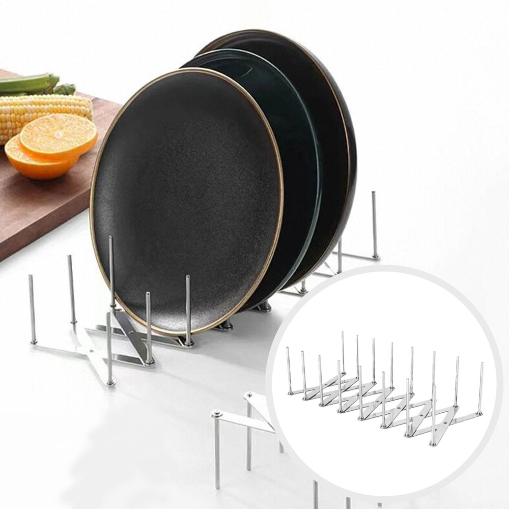 스텐 접이식 자바라 그릇 뚜껑 정리대 거치대 접시렉 L